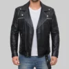 Lester Men's Black Biker Leather Jacket | Men's Black Biker Leather Jacket-2