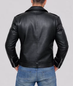 Lester Men's Black Biker Leather Jacket | Men's Black Biker Leather Jacket-4