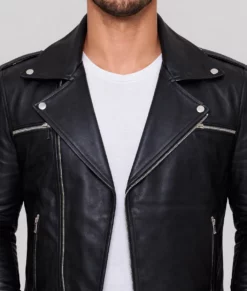 Lester Men's Black Biker Leather Jacket | Men's Black Biker Leather Jacket-5