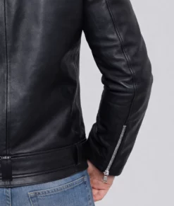 Lester Men's Black Biker Leather Jacket | Men's Black Biker Leather Jacket-1