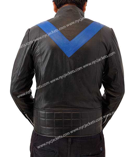 Nightwing Black Leather Costume Jacket