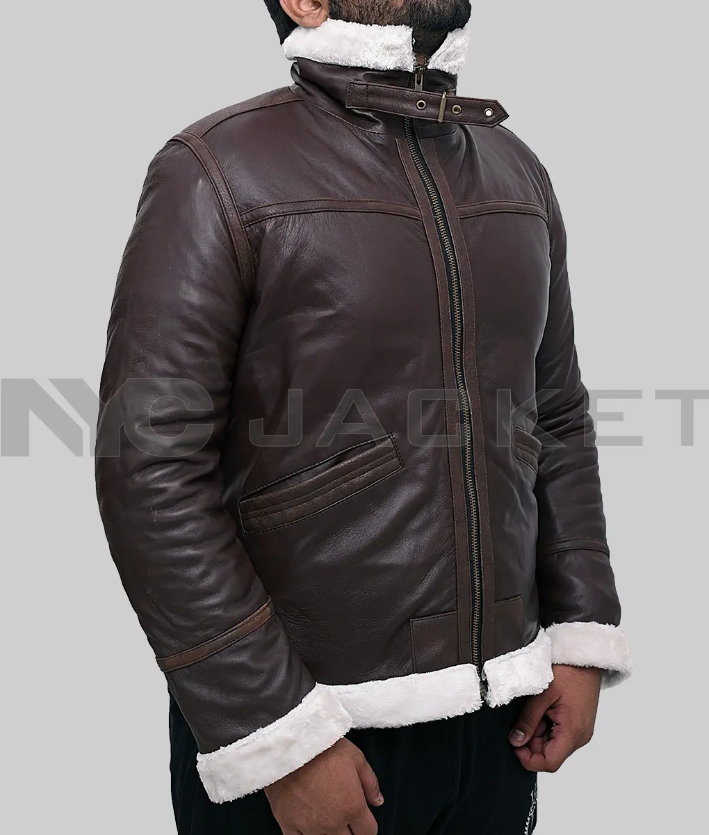 Resident Evil Leon Kennedy Faux Shearling Real Leather B3 Bomber