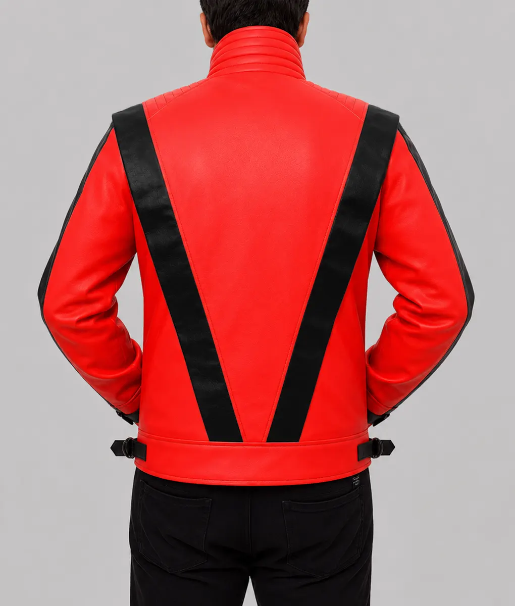 Michael Jackson Thriller Red Leather Jacket 70s Style Vintage