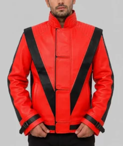 Michael Jackson Thriller Red Leather Jacket 70s Style Vintage