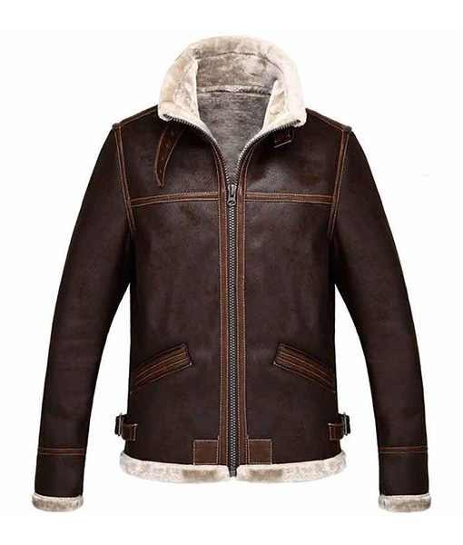 Resident Evil 4 Leon Kennedy Shearling Real Leather Jacket - NYC