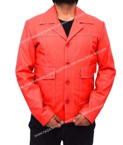 Tyler Durden Red Jacket - Tyler Durden Red Leather Jacket | Men's Leather Jacket - Front View