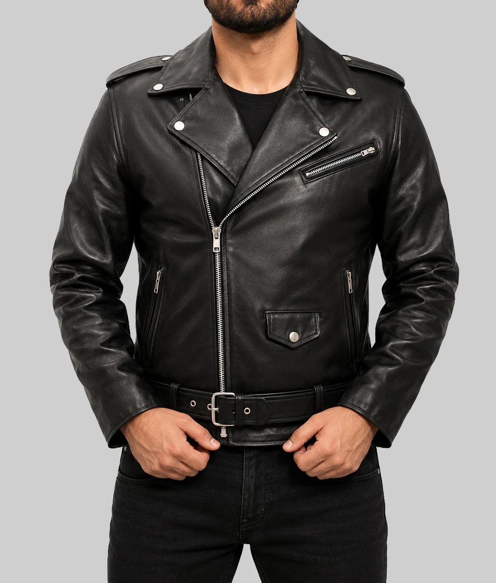 Jughead Jones Black Leather Biker Jacket-Front