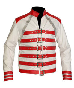 Freddie Mercury White and Red Concert Leather Jacket