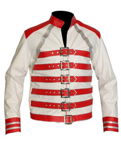 Freddie Mercury White and Red Concert Leather Jacket