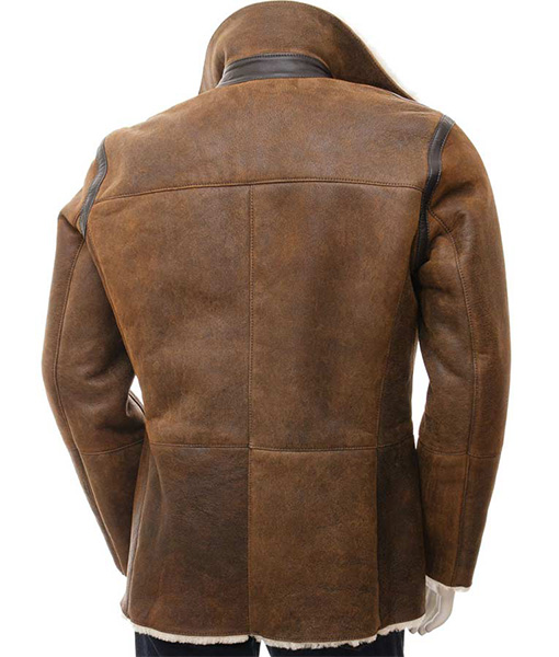 Mens Distressed Brown Double Breasted Coat