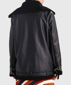 Bella Women's Black Bomber Leather Jacket - Black Bomber Leather Jacket for Women - Back View