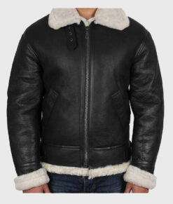 Connor Men's Black B-3 Bomber Leather Jacket