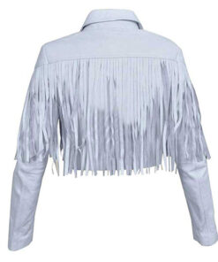 Ferris Vintage White Women Leather Fringe Jacket