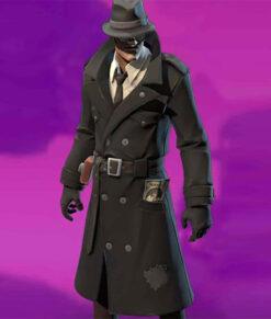 Fortnite Noir Skin Trench Wool Coat