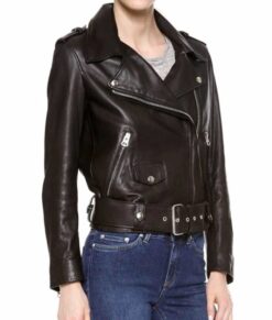Melania Trump's “I really don’t care, do u?" Biker Leather Jacket in Black