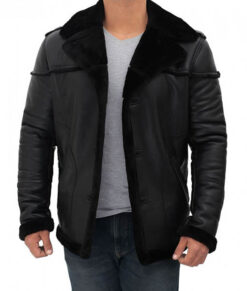 RUSSO Black Long Shearling Coat