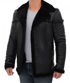 RUSSO Black Long Shearling Coat