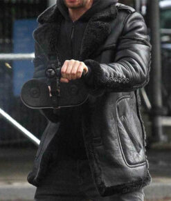 RUSSO Black Long Shearling Coat