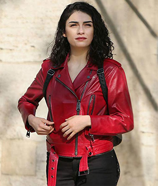 The Protector Zeynep Red Leather Jacket