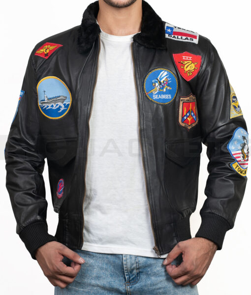 Tom Cruise Leather Jacket Top Gun - Topgun Coat | Men's Bomber Jacket - Front View