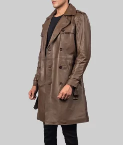 Rorschach Brown Leather Coat-Side View
