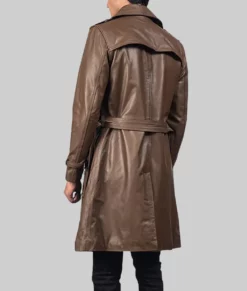 Rorschach Brown Leather Coat-Back View