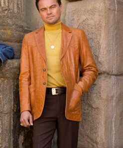 DiCaprio Hollywood Style Brown Leather Blazer