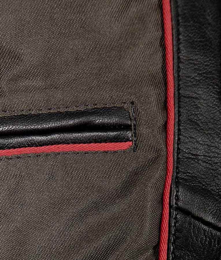 Almeida Mens Casual Slimfit Black Biker Leather Jacket