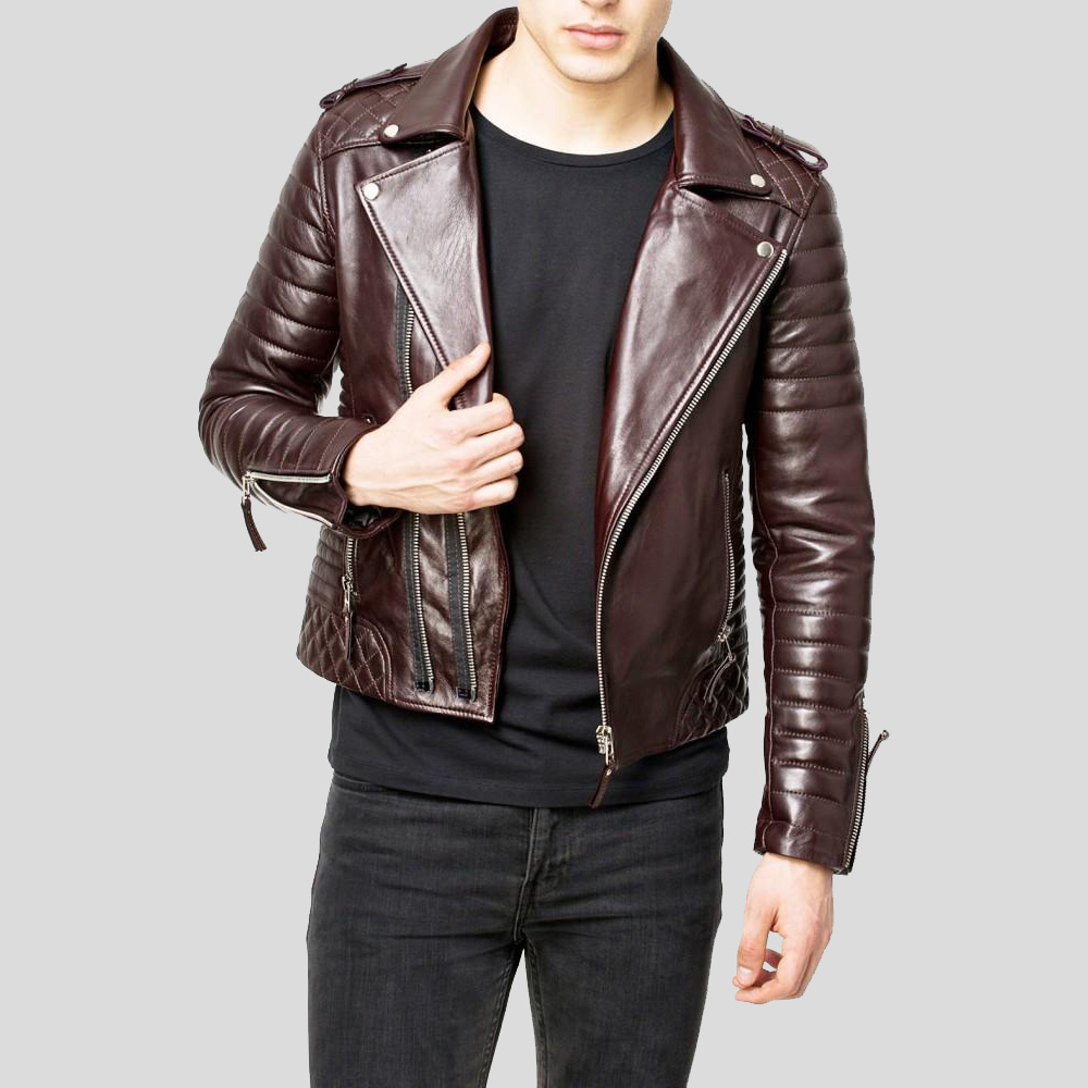 Men's Brown Quilted Leather Jacket