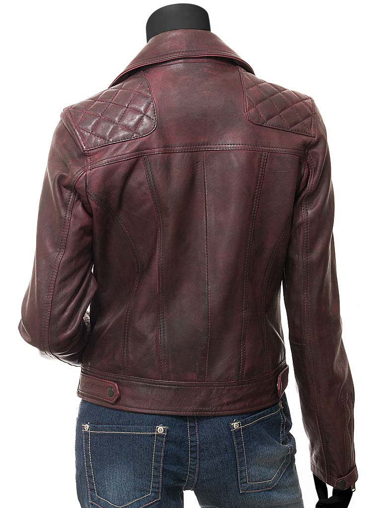 Kimberley Red Leather Moto Jacket