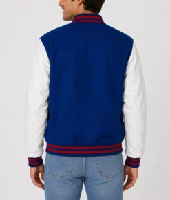 Sonic Blue Varsity Bomber Jacket-Back