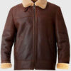Campbell Men's Brown B-3 Bomber Leather Jacket - Brown B-3 Bomber Leather Jacket for Men - Front View