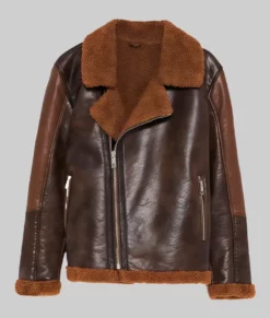 Dean Ambrose Jacket | WWE TLC Brown Shearling Jacket-1