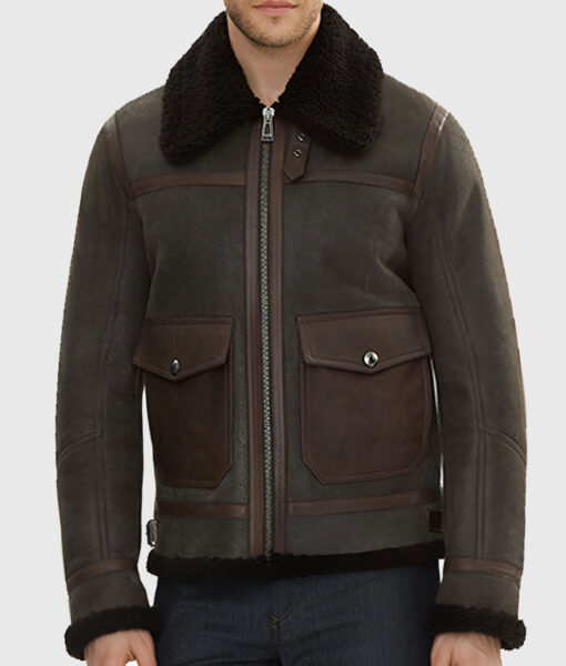 Elinor Mens Brown G1 Bomber Leather Jacket - Brown G1 Bomber Leather Jacket for Mens - Front View