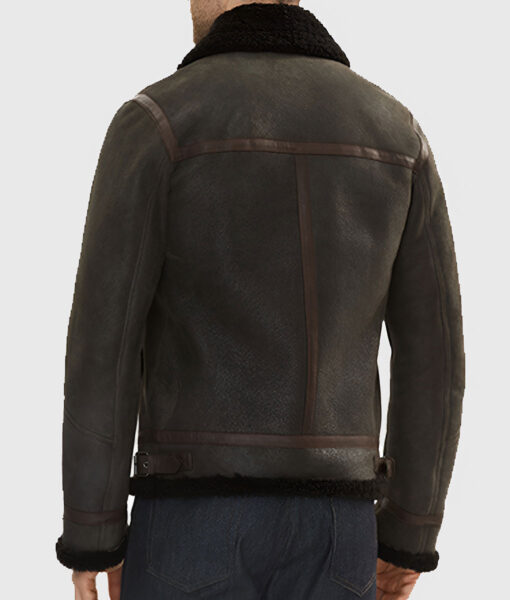 Elinor Mens Brown G1 Bomber Leather Jacket - Brown G1 Bomber Leather Jacket for Mens - Back View