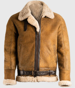 Zenith Mens Brown B3 Bomber Leather Jacket - Brown B3 Bomber Leather Jacket ffor Mens - Front Side