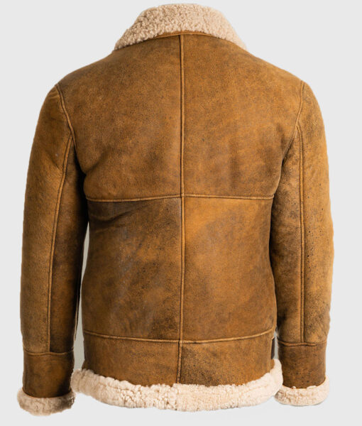 Zenith Mens Brown B3 Bomber Leather Jacket - Brown B3 Bomber Leather Jacket ffor Mens - Back Side