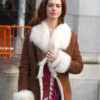 Modern Love Anne Hathaway Fur Brown Coat