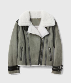 Evander Womens Grey B3 Suede Leather Bomber Jacket