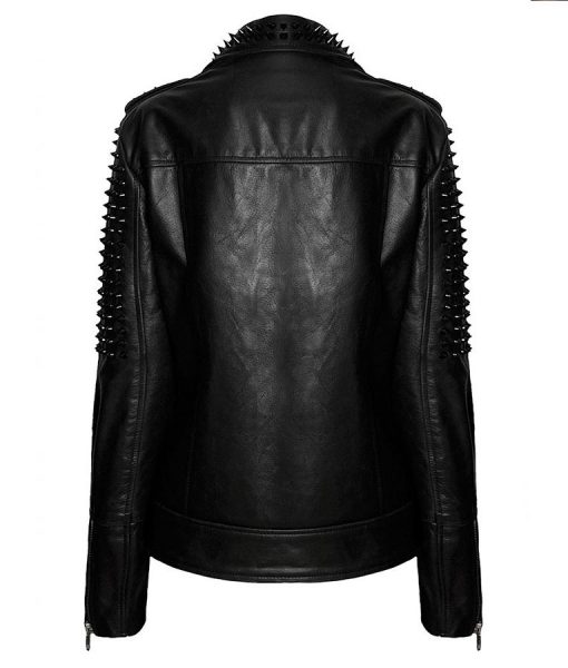 Black Spikes Studded Leather Jacket