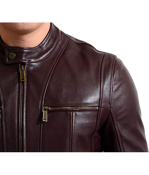 Men's Cafe Racer Brown Leather Motorcycle Jacket