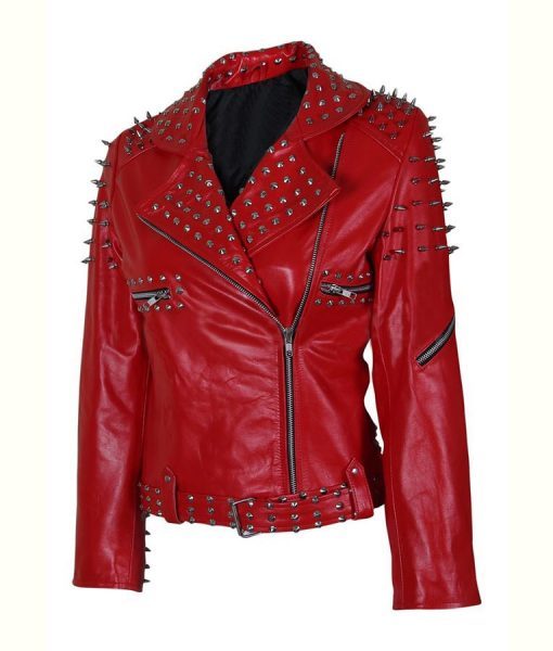 Red Spike Leather Jacket