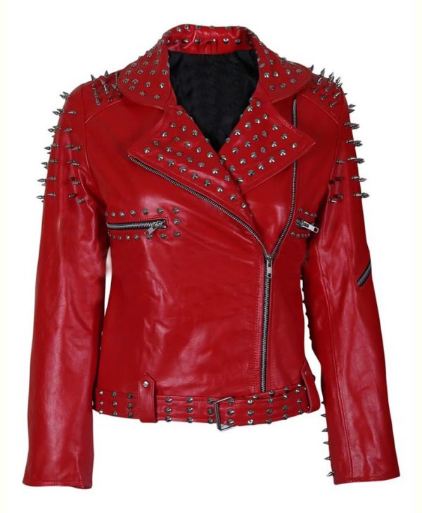 Red Spike Studded Jacket