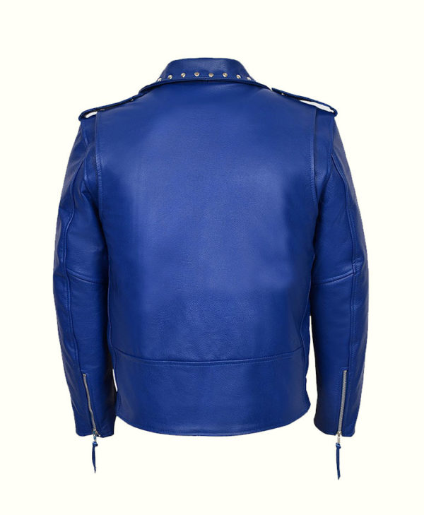 Blue Studded Motorcycle Jacket
