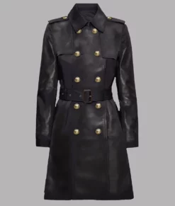 Inheritance Lauren Double Breasted Leather Coat-1