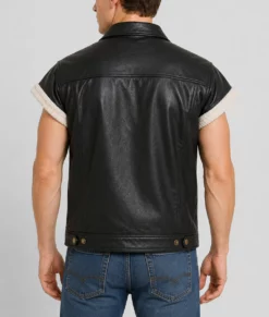 John Marston Black Leather Vest-Back