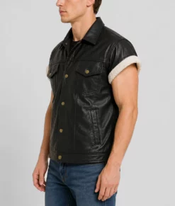 John Marston Black Leather Vest-Side