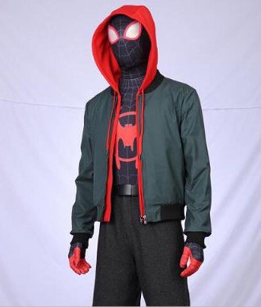 Miles Morales Green Spiderman into the Spider-verse Jacket