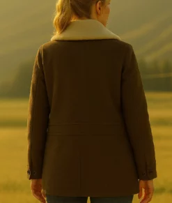 Beth Dutton Kelly Reilly Shawl Collar Coat-BackView