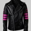 Bret Black Leather Biker Jacket-Front